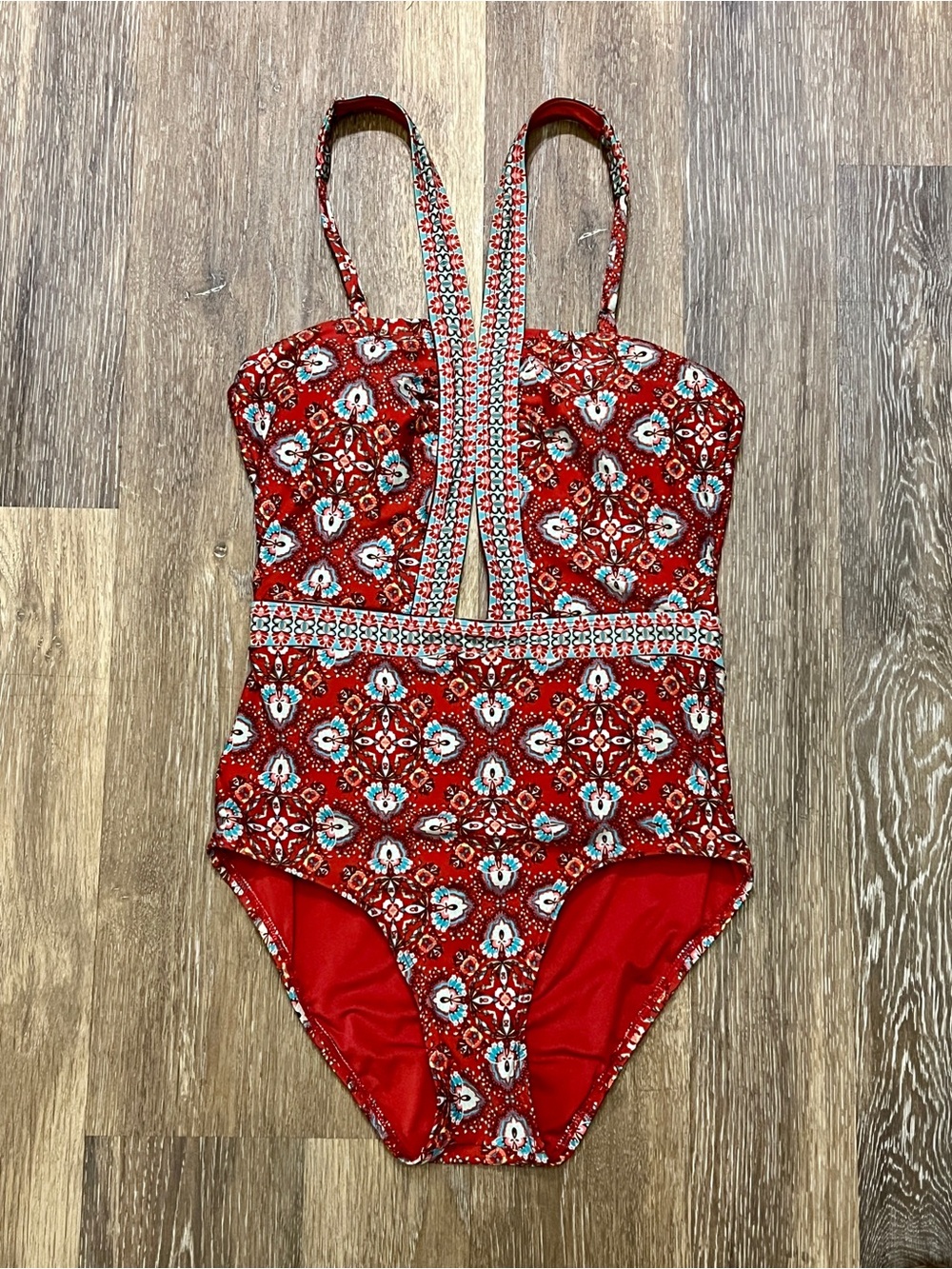 Laundry By Shelli Segal Red Patterned One-Piece Swimsuit